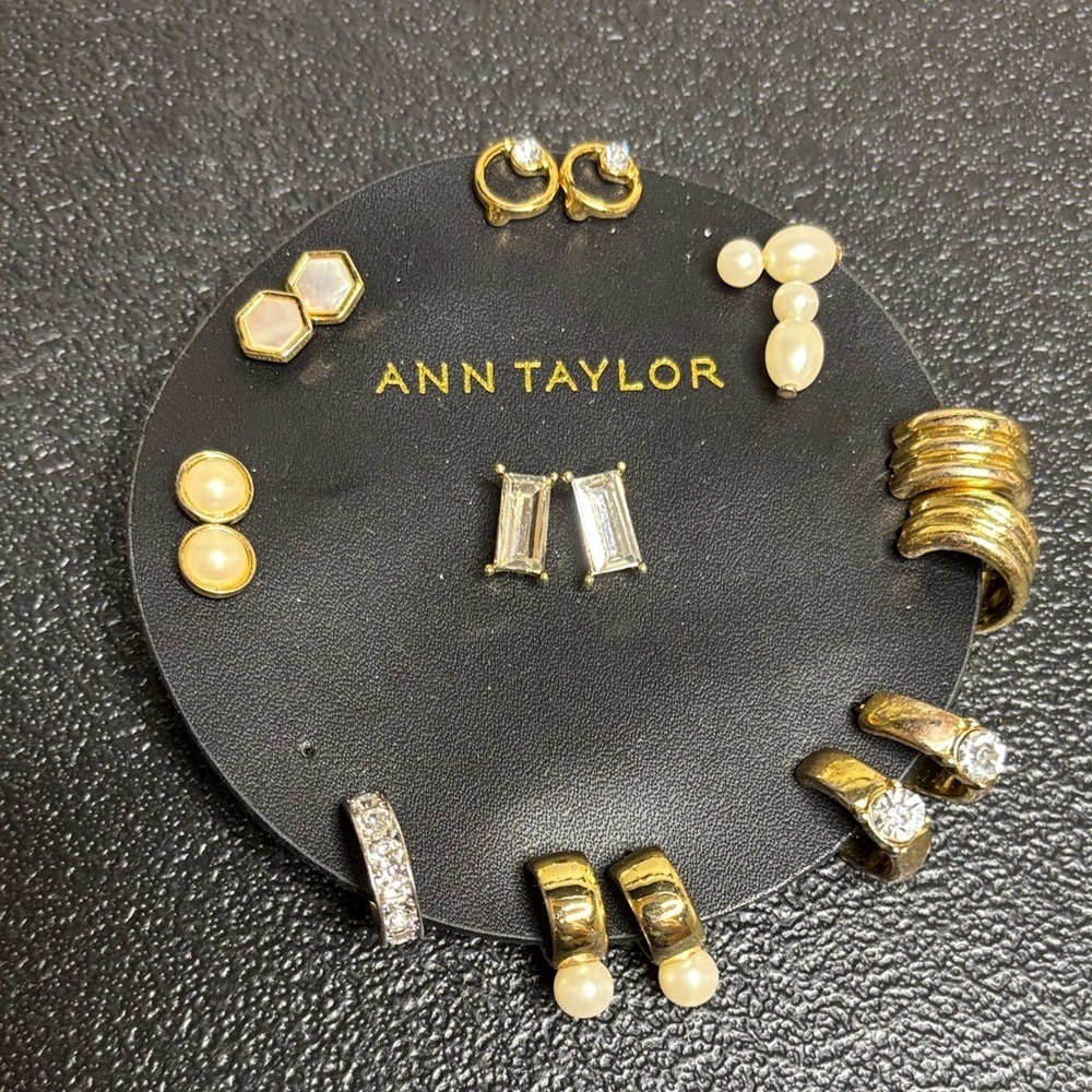Ann Taylor Gold and Silver Earring Collection Stud Tiny Hoops